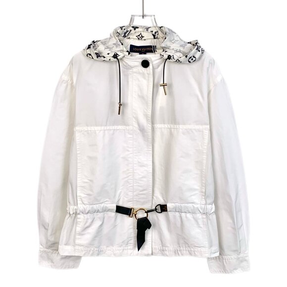 Louis Vuitton Womens White Hooded Jacket W/ Monogram Print Details - Picture 1 of 8